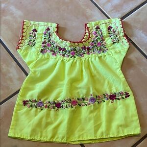Embroidered Yellow Blouse with Floral Design